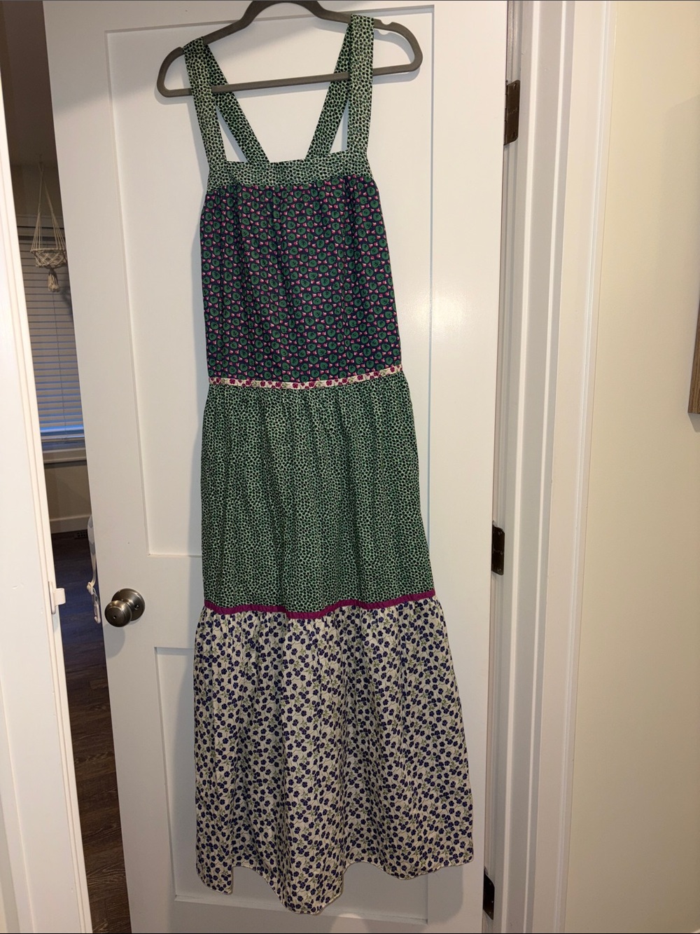GAP Green and Purple Floral Tiered Maxi Dress